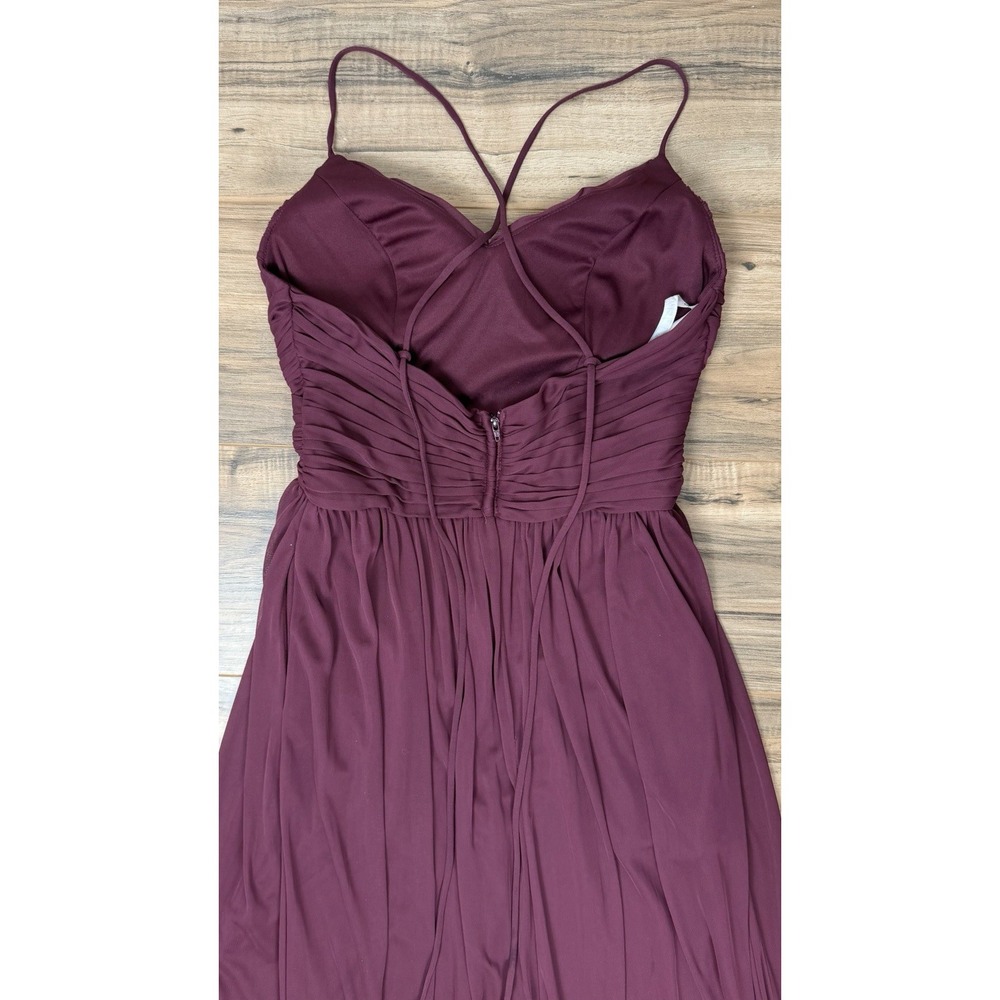 David's Bridal Celebrate Spaghetti Strap Tie, Bridesmaid Dress, Wine, Size 6-NWT